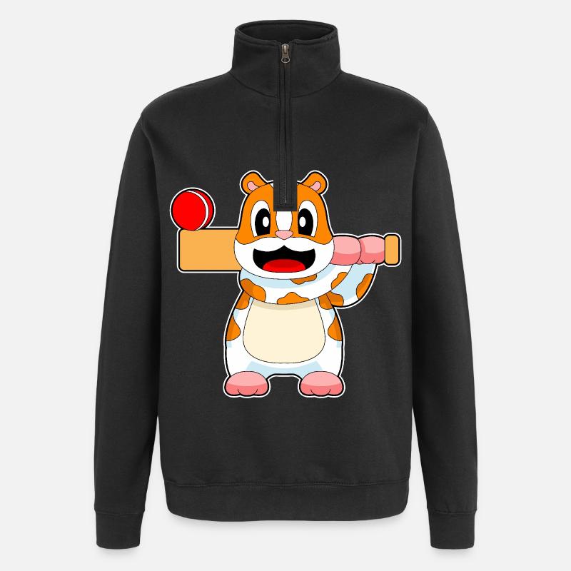 Hamster Cricket Batte de cricket - Sweat à zip 1/4 - noir