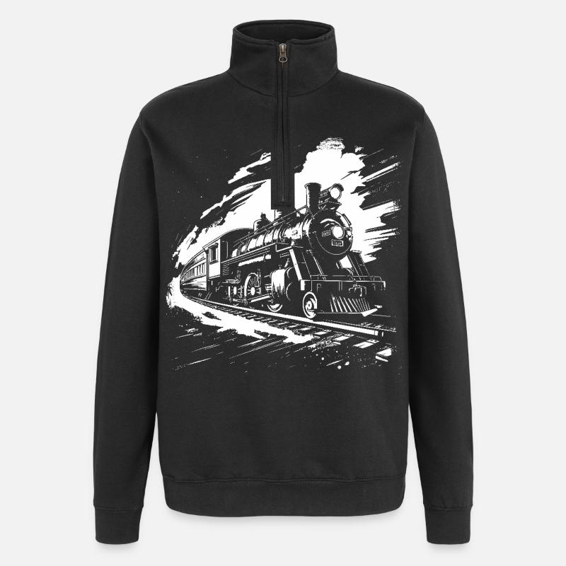 Railway Drawing - Quarter-Zip Sweatshirt - black