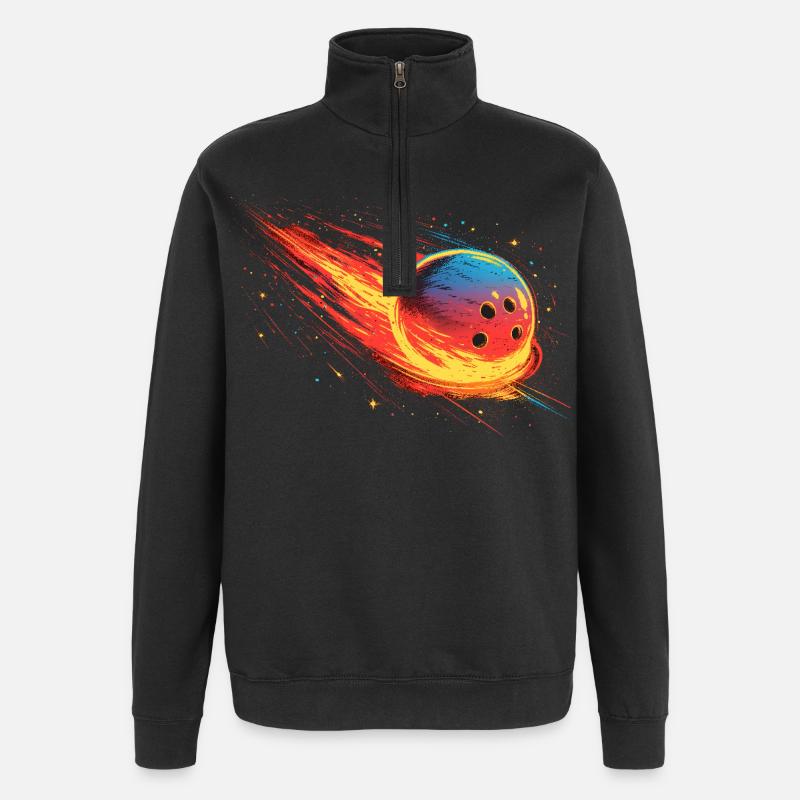 Bowlingkugel 90er Look - Quarter-Zip-Sweatshirt - Schwarz