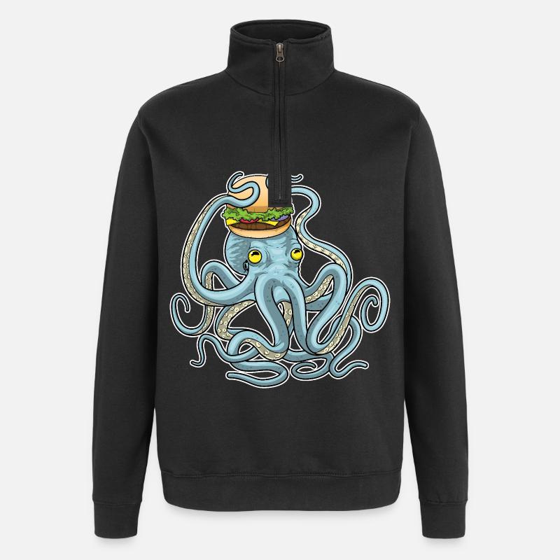 Cheeseburger au poulpe - Sweat à zip 1/4 - noir