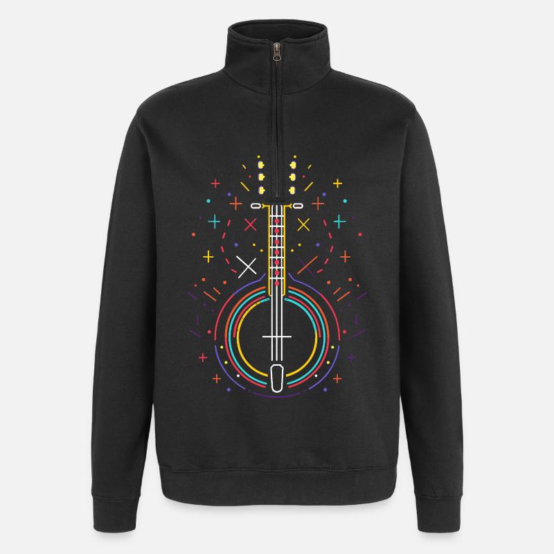 Dessin au trait de banjo - Sweat à zip 1/4 - noir