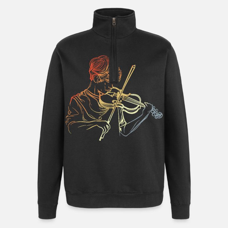 Geigenspieler Junge - Quarter-Zip-Sweatshirt - Schwarz