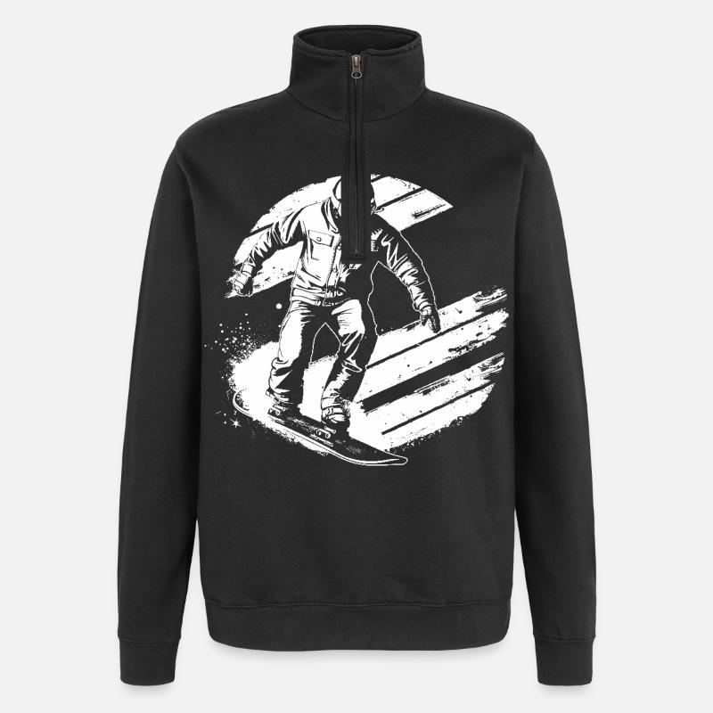 Dessin de snowboarder - Sweat à zip 1/4 - noir