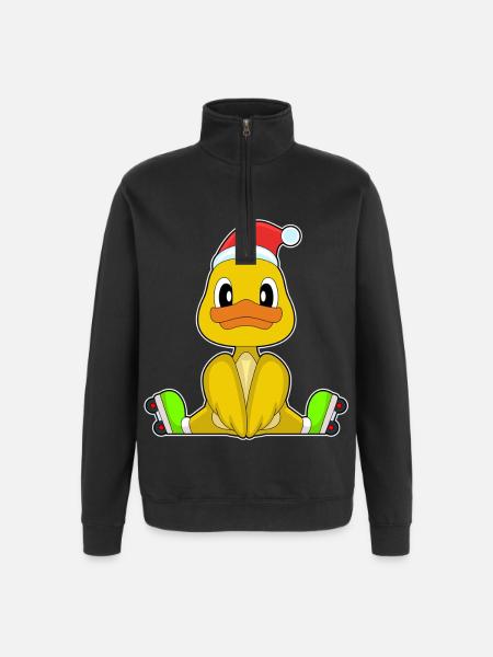 Duck Christmas Inline skating - Quarter-Zip Sweatshirt - black