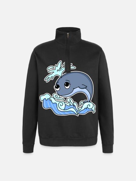 Whale Animal Ocean Graphic - Quarter-Zip Sweatshirt - black