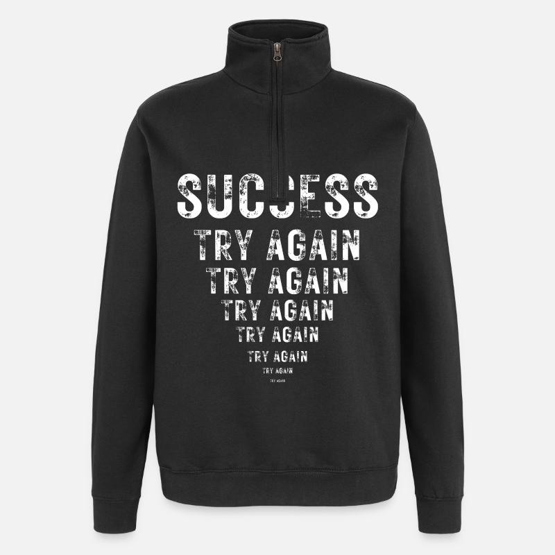 Success Motivation Perseverance Hustle - Quarter-Zip Sweatshirt - black