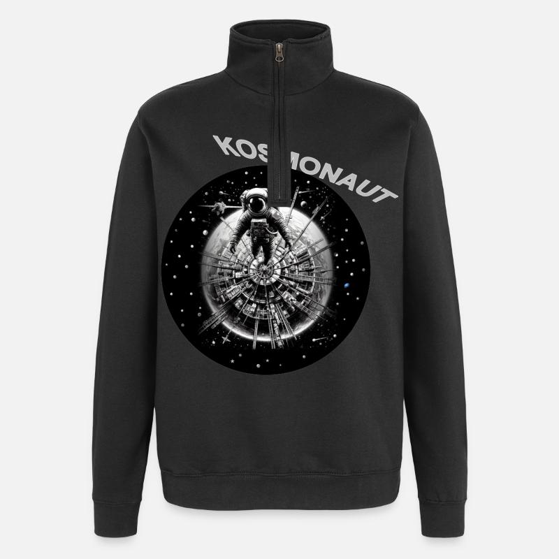 Cosmonaute dans l’anneau stellaire - Sweat à zip 1/4 - noir