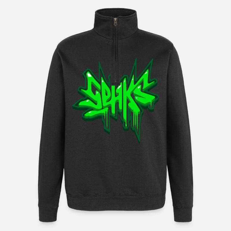 Sehks Grün 3D - Quarter-Zip-Sweatshirt - Schwarz