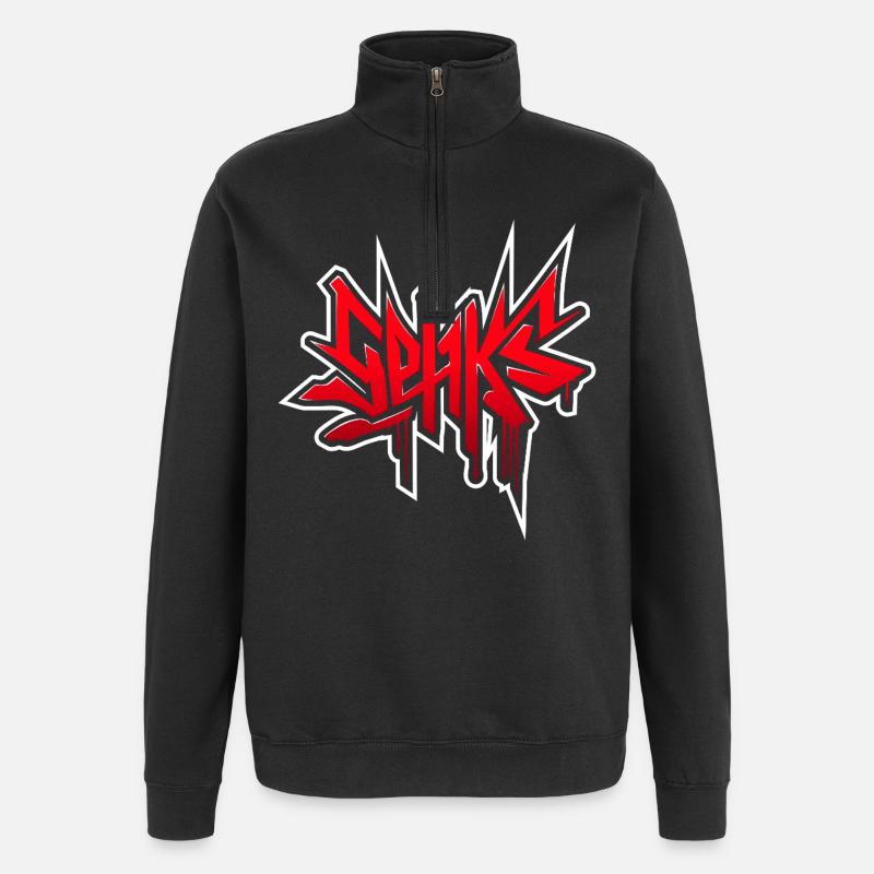 Sehks Netzwerk - Quarter-Zip-Sweatshirt - Schwarz