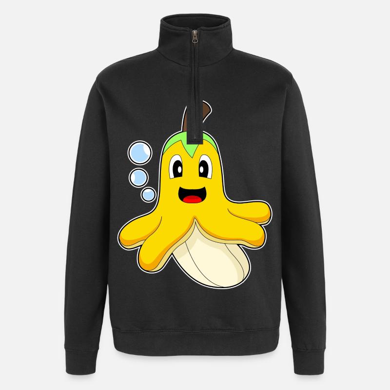 Poulpe Banane - Sweat à zip 1/4 - noir