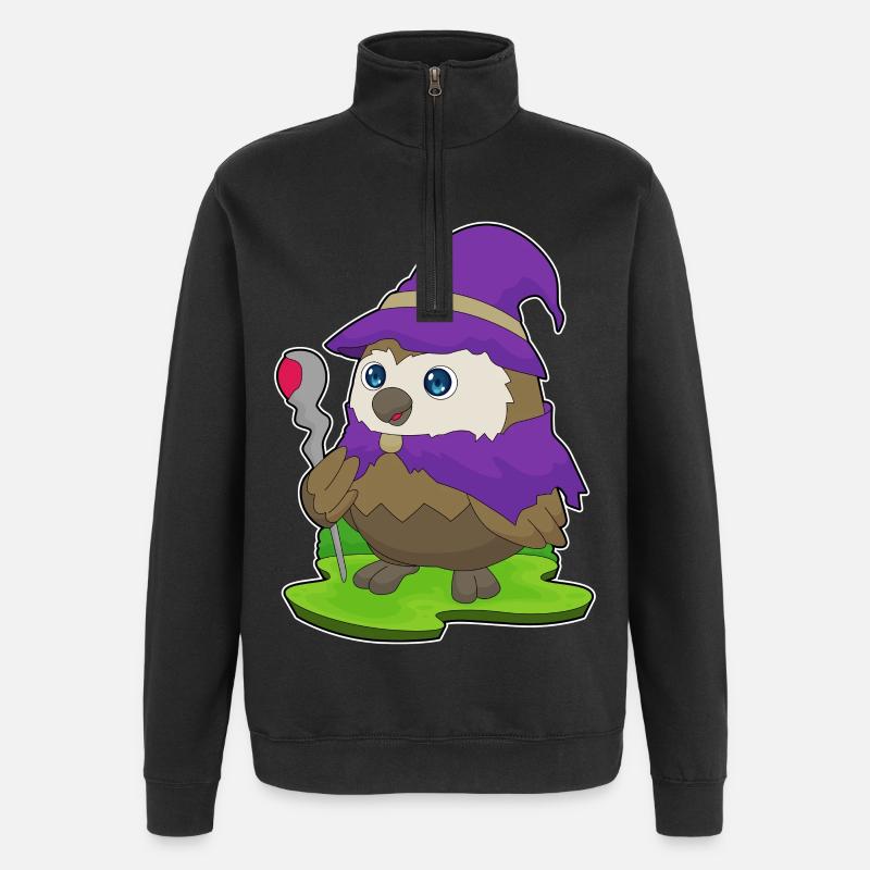 Eule Halloween Hexe - Quarter-Zip-Sweatshirt - Schwarz