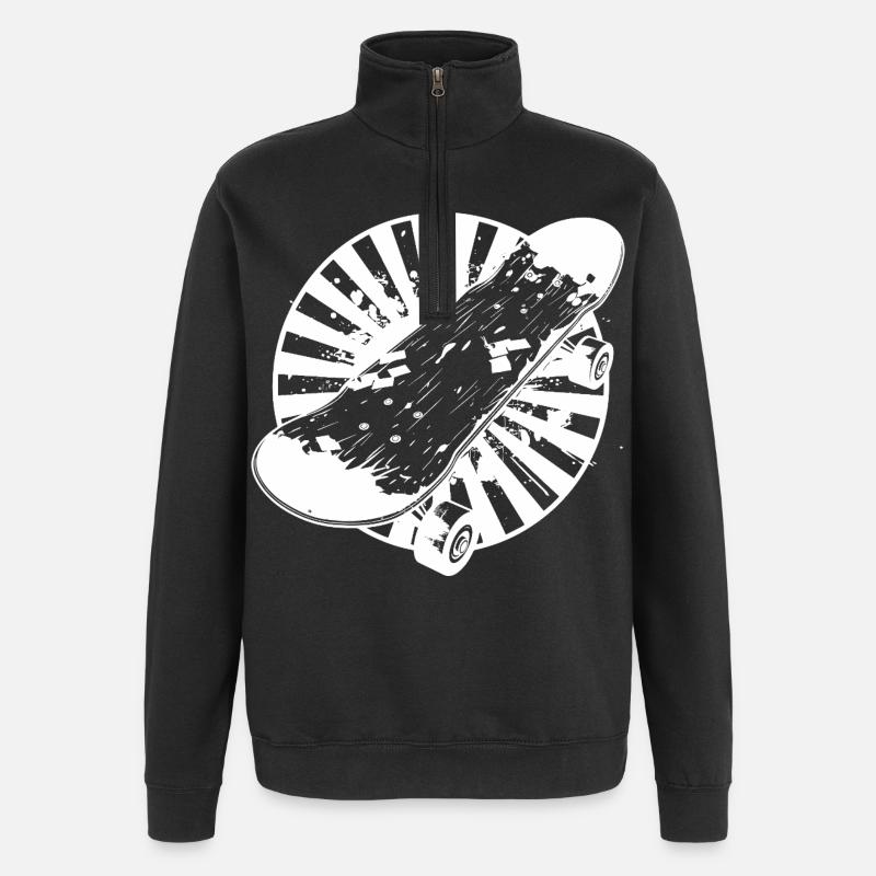 Graphiques de skateboard - Sweat à zip 1/4 - noir