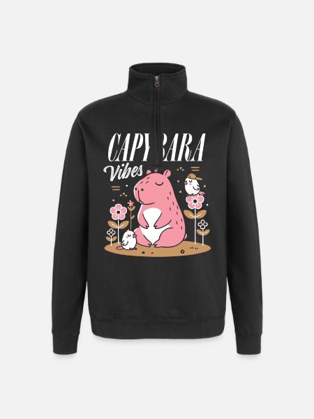 Ambiance détendue de Capybara - Sweat à zip 1/4 - noir