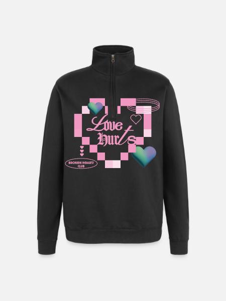 Love hurts - Quarter-Zip Sweatshirt - black