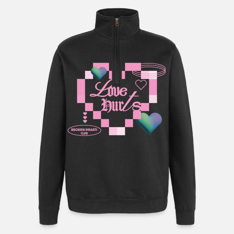 Liebe tut weh - Quarter-Zip-Sweatshirt - Schwarz