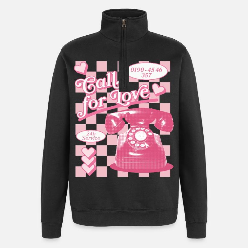 Appel à l’amour hotline esthétique - Sweat à zip 1/4 - noir