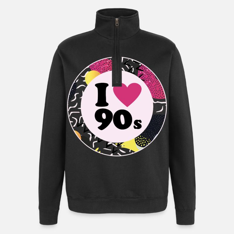 I ♥ 90s – Nostalgic retro design - Quarter-Zip Sweatshirt - black