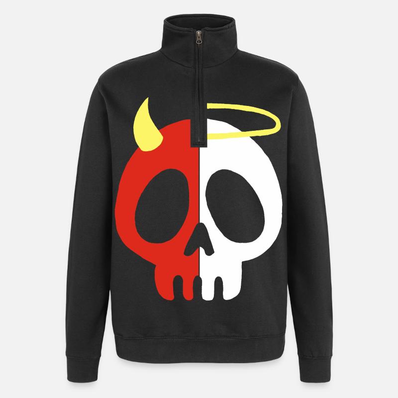 Engel und Dämon Schädel - Quarter-Zip-Sweatshirt - Schwarz