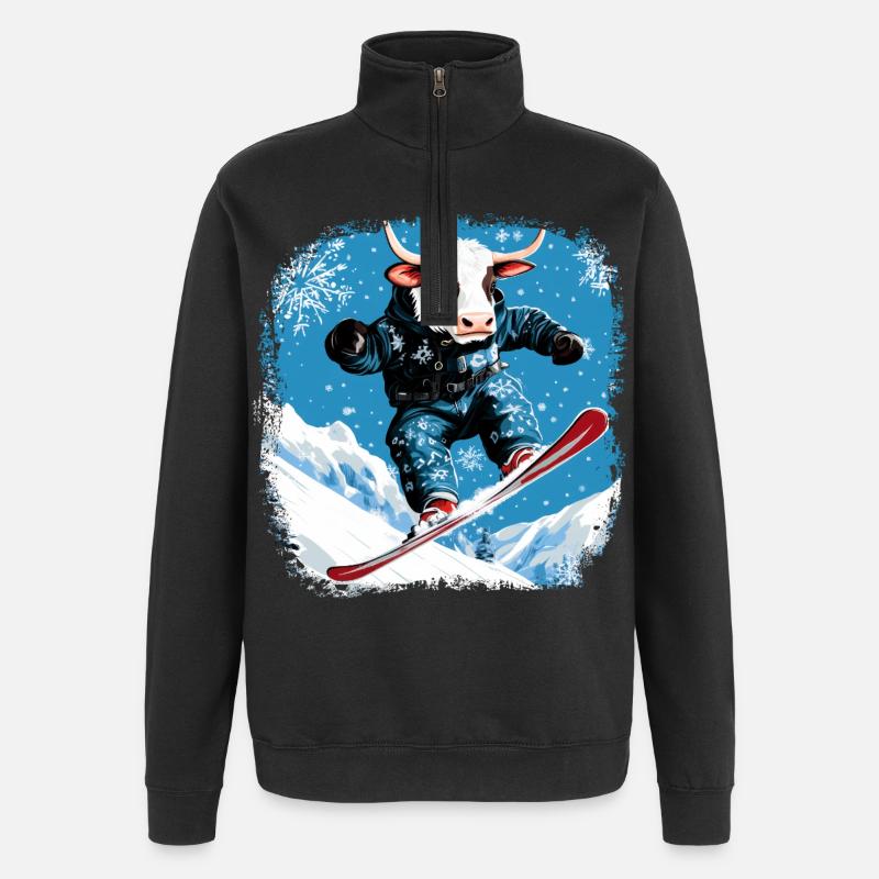 Snowboard cows - Quarter-Zip Sweatshirt - black