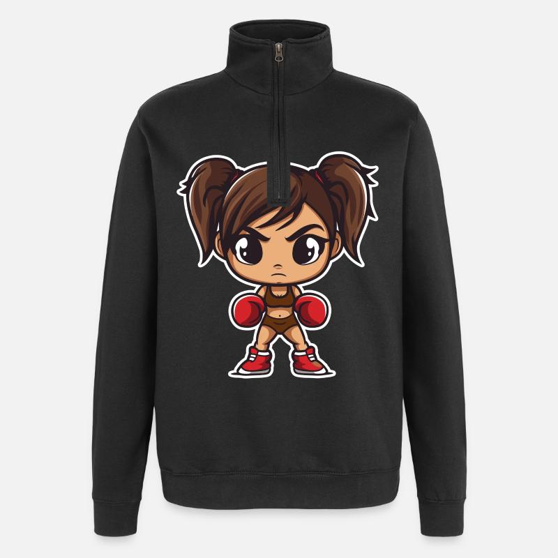 Boxen Mädchen Cartoon - Quarter-Zip-Sweatshirt - Schwarz