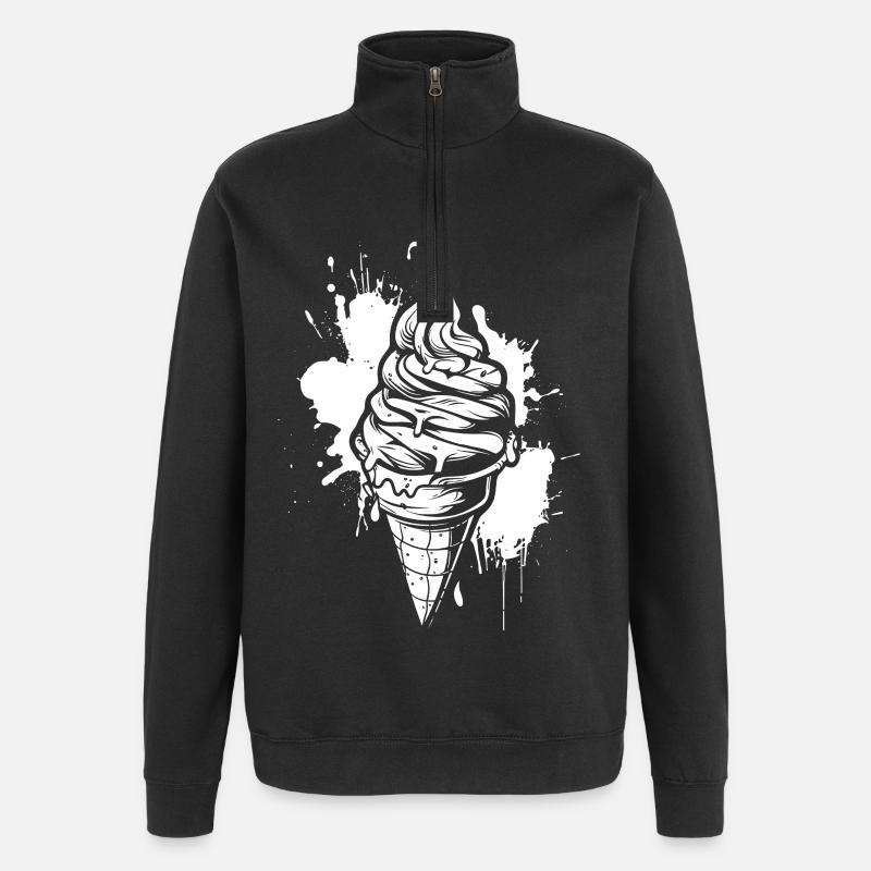 Eiscreme - Quarter-Zip-Sweatshirt - Schwarz