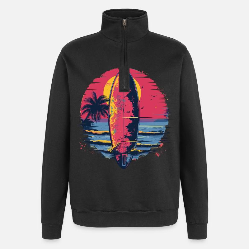 Planche de surf Synthwave - Sweat à zip 1/4 - noir