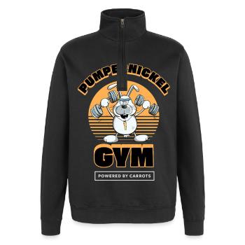 Pumpernickel Krafttraining Hase Fitness Spruch - Quarter-Zip-Sweatshirt - Schwarz - Vorne - AI Model Female 172 light (172cm) & AI Model Male 178 dark (178cm)