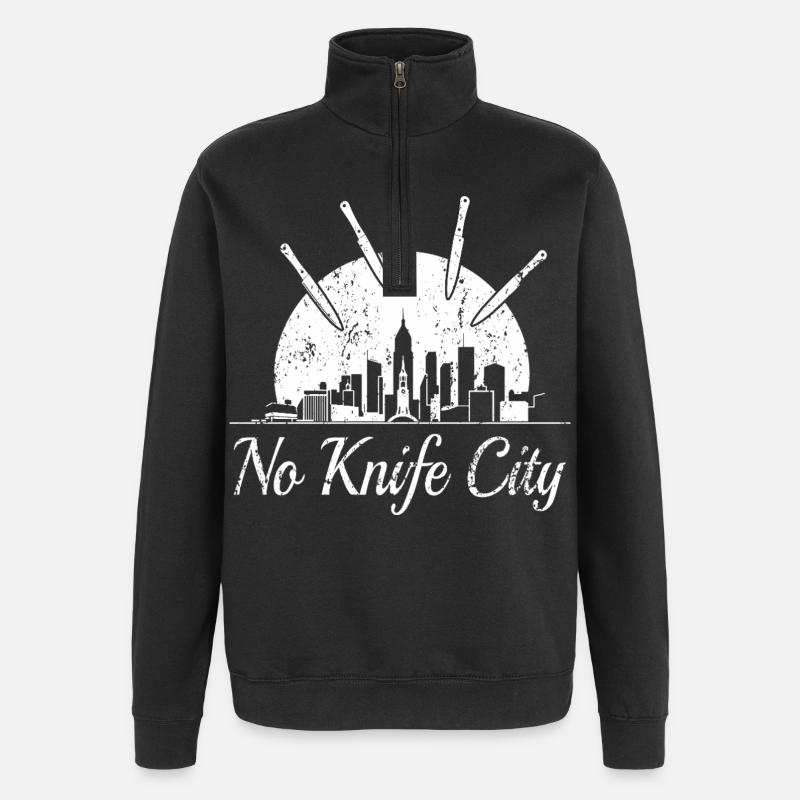 Pas de ville de couteaux, - Sweat à zip 1/4 - noir