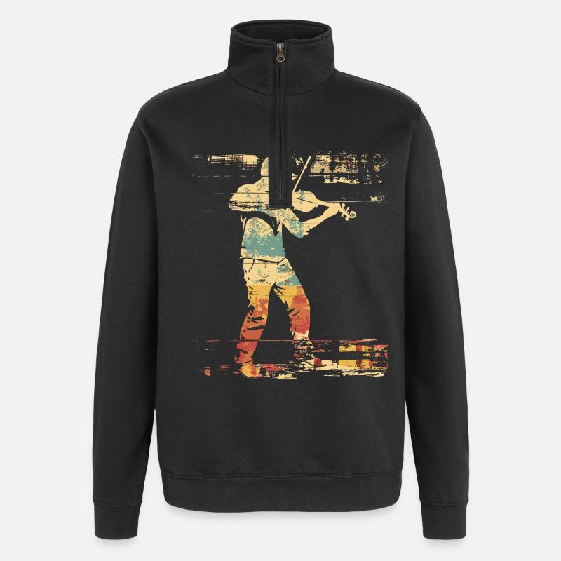 Violin Comic Style - Quarter-Zip Sweatshirt - black