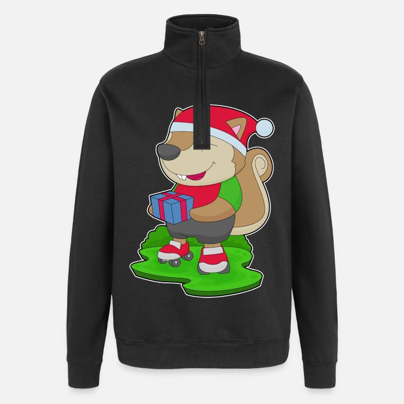 Eichhörnchen Weihnachten Inline skating - Quarter-Zip-Sweatshirt - Schwarz