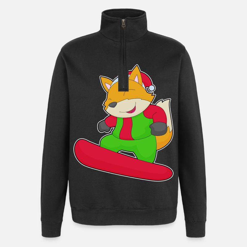 Fuchs Weihnachten Snowboard - Quarter-Zip-Sweatshirt - Schwarz