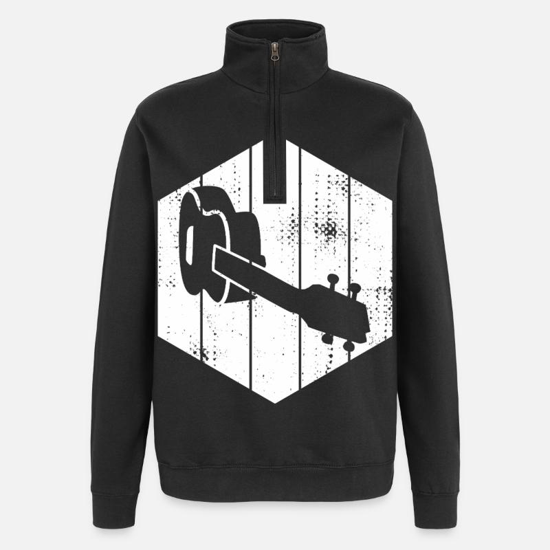 Dessin de ukulélé - Sweat à zip 1/4 - noir