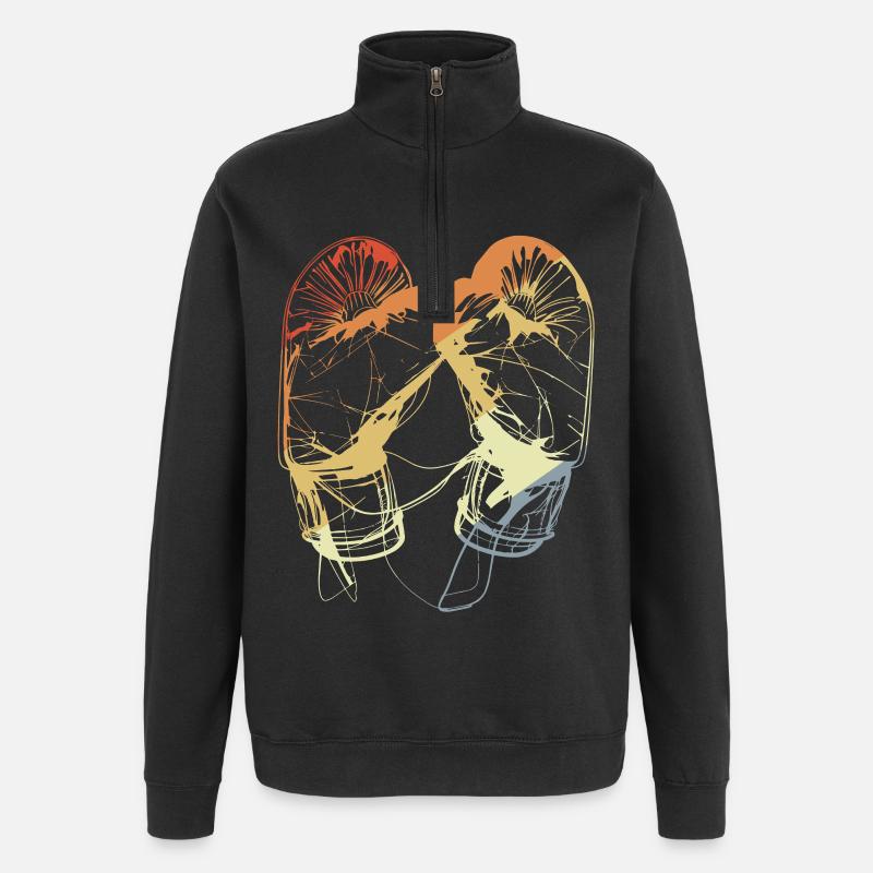 Gants de boxe rétro - Sweat à zip 1/4 - noir