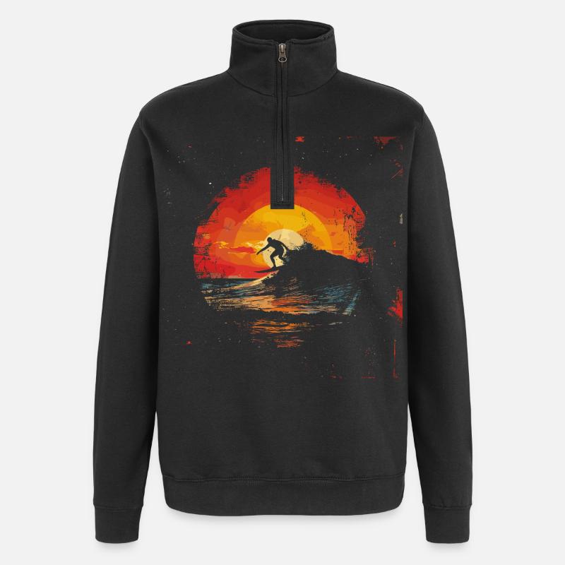Surfer Sunset - Quarter-Zip Sweatshirt - black