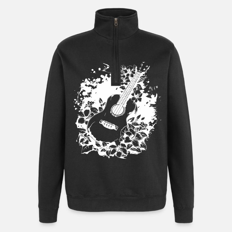 Lustige Ukulele - Quarter-Zip-Sweatshirt - Schwarz