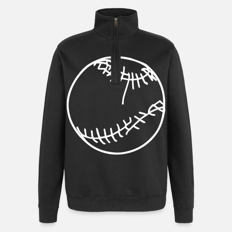 Croquis de balle de baseball - Sweat à zip 1/4 - noir