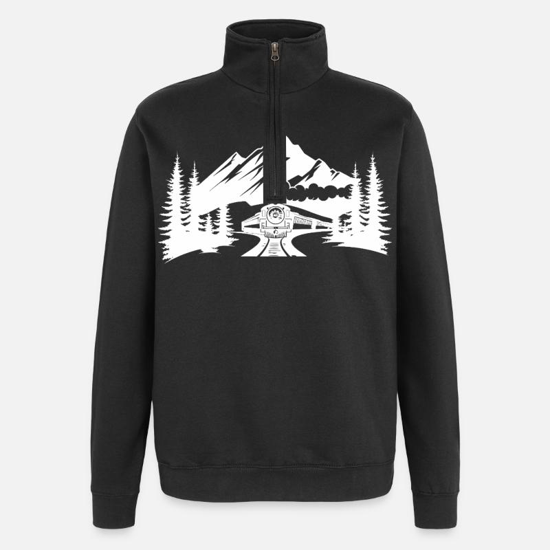 Eisenbahn - Quarter-Zip-Sweatshirt - Schwarz