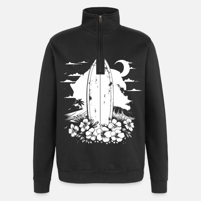 Surfbrett - Quarter-Zip-Sweatshirt - Schwarz
