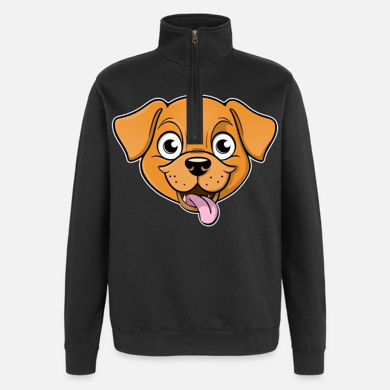 Fröhliches Bild eines Hundekopfes - Quarter-Zip-Sweatshirt - Schwarz