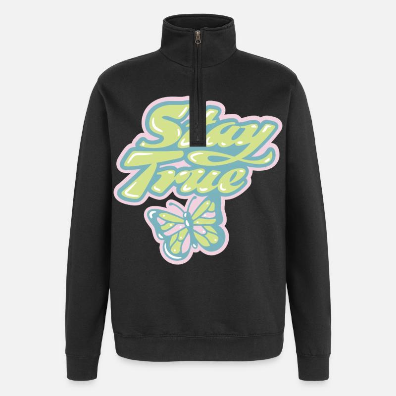 Stay True – Soft Pastel Retro - Quarter-Zip Sweatshirt - black