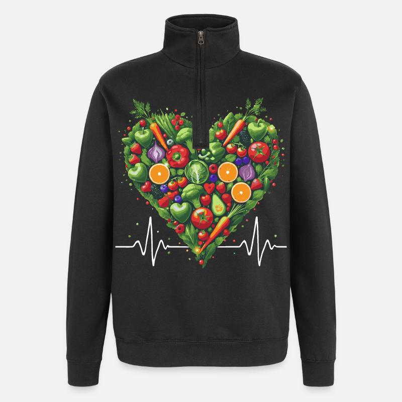 Cœur sain Fruit & Veggie Illustration - Sweat à zip 1/4 - noir