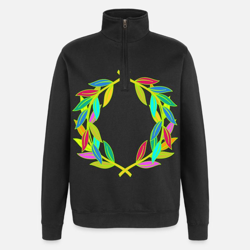 Rainbow Laurel Wreath Laurel - Quarter-Zip Sweatshirt - black