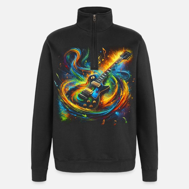 Farbenfroher Gitarrenausdruck - Quarter-Zip-Sweatshirt - Schwarz