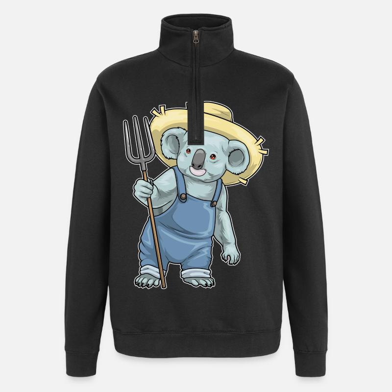 Fourche Koala Farmer - Sweat à zip 1/4 - noir