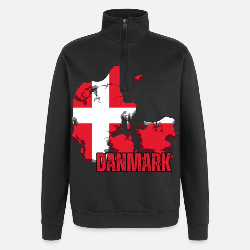 Fierté danoise, drapeau du Danemark - Sweat à zip 1/4 - noir