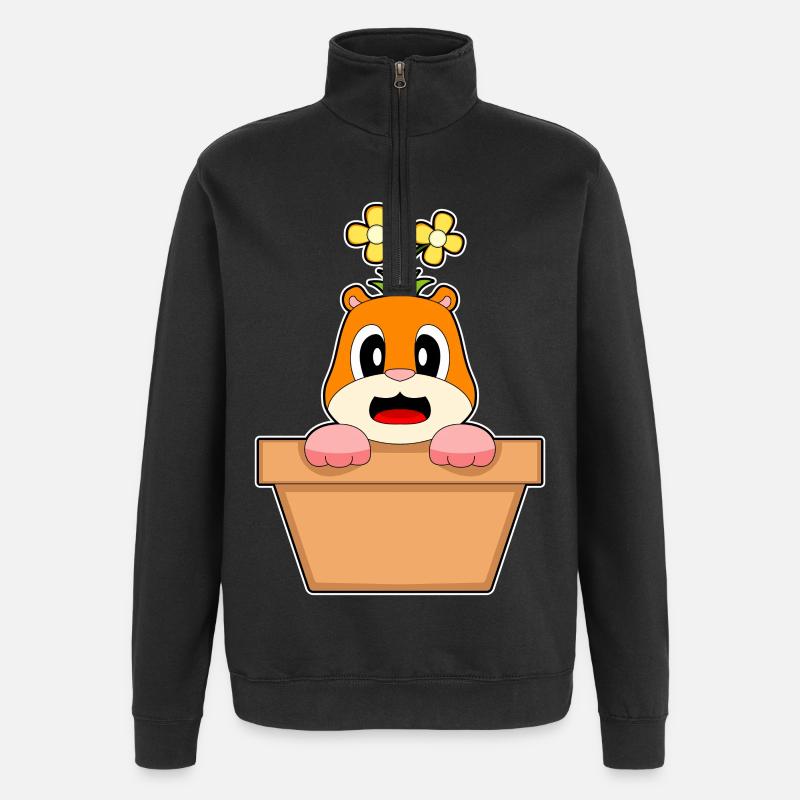 Fleur de hamster - Sweat à zip 1/4 - noir