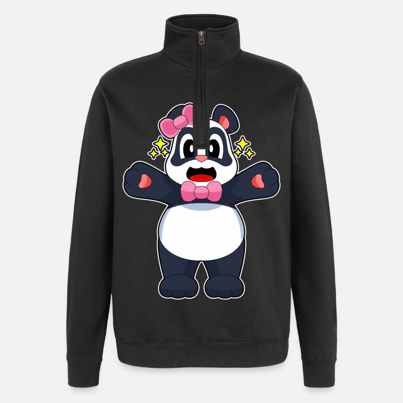 Boucle Panda - Sweat à zip 1/4 - noir