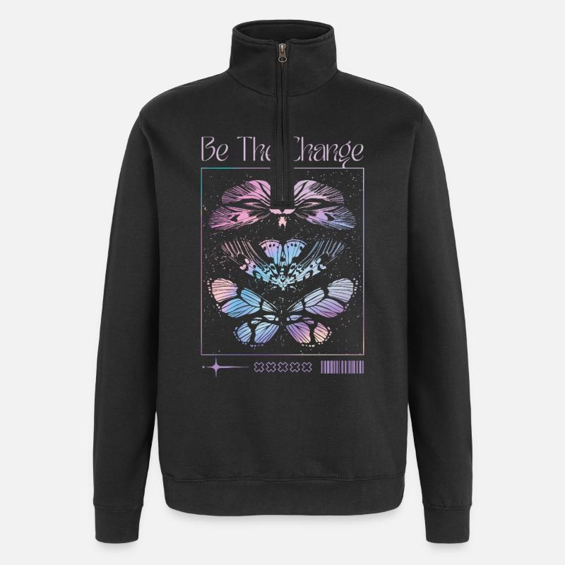 Be The Change – Schmetterlings-Transformation - Quarter-Zip-Sweatshirt - Schwarz