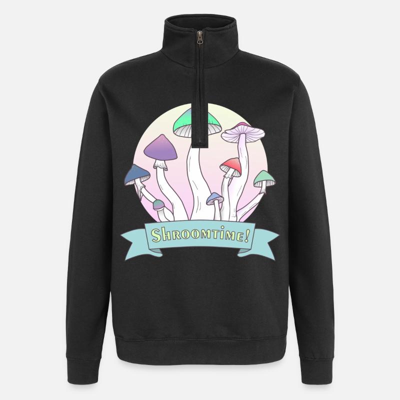 C’est l’heure des champignons ! Design coloré Psilocybe Cubensis - Sweat à zip 1/4 - noir