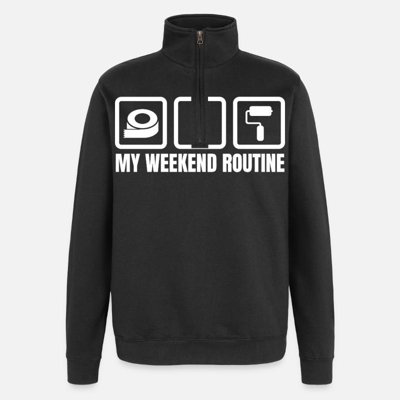 Meine Wochenendroutine - Quarter-Zip-Sweatshirt - Schwarz